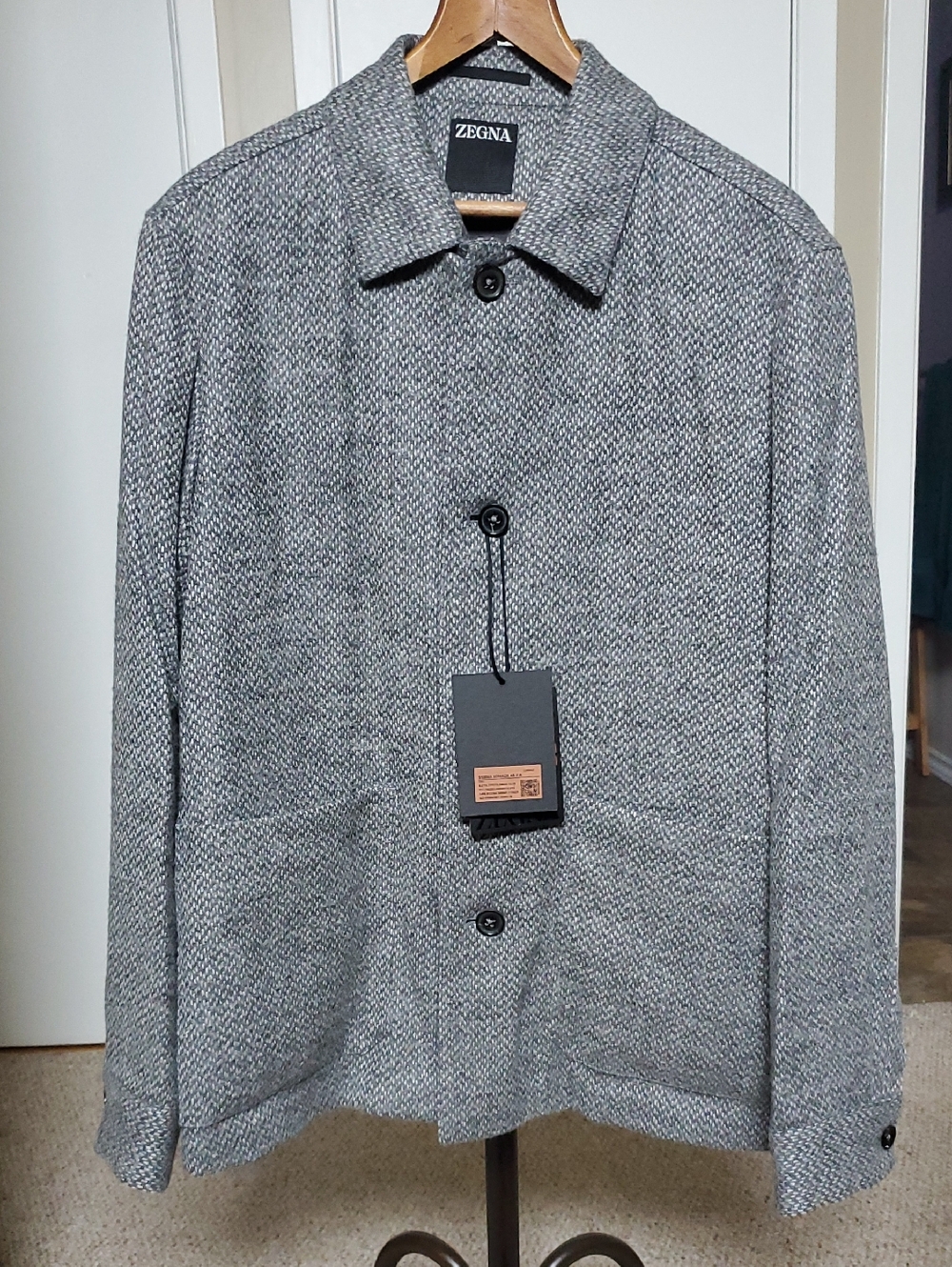 Ermenegildo Zegna Gray Herringbone Lightweight Jacket